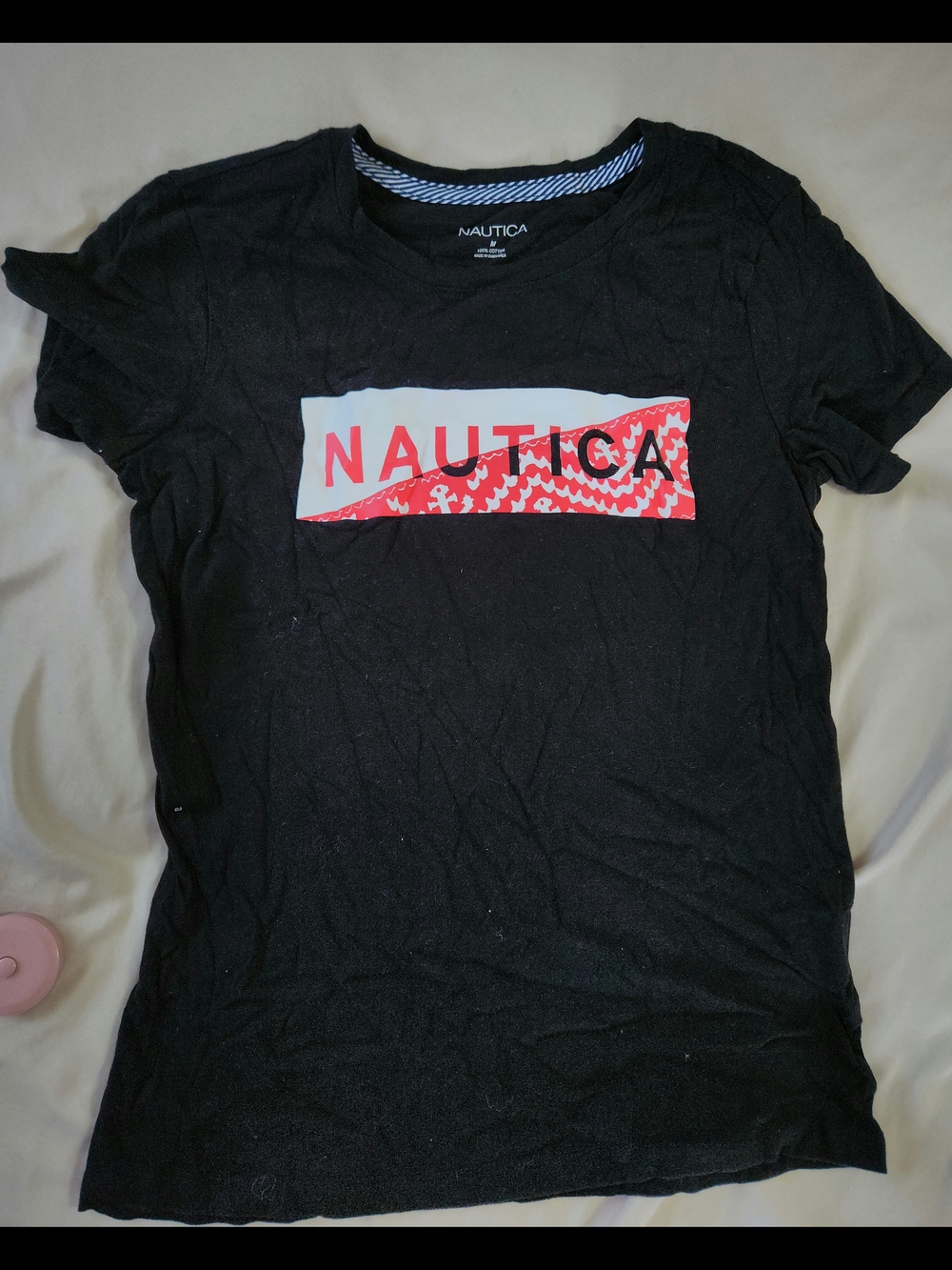 Nautica Black Tee with Red and White Logo - Women's